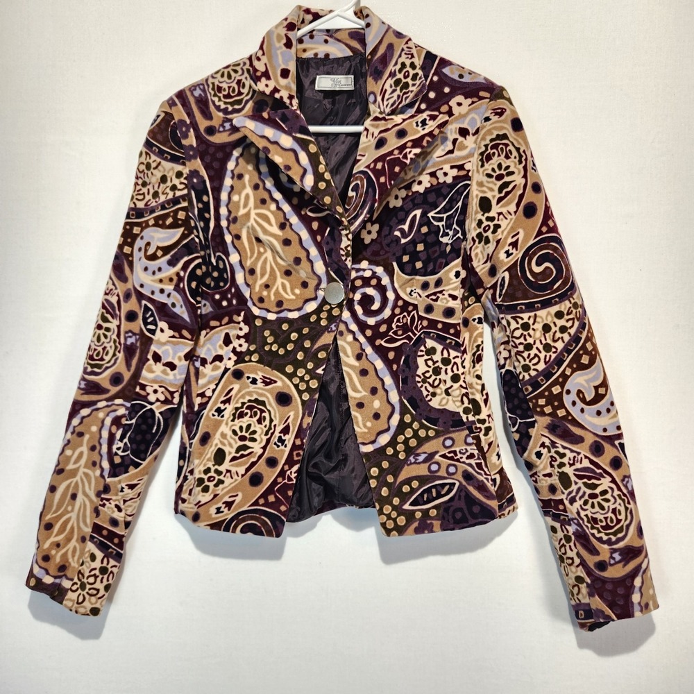 YA made in Italy VTG Women's Boho Chic Multicolor Blazer Size S/M
